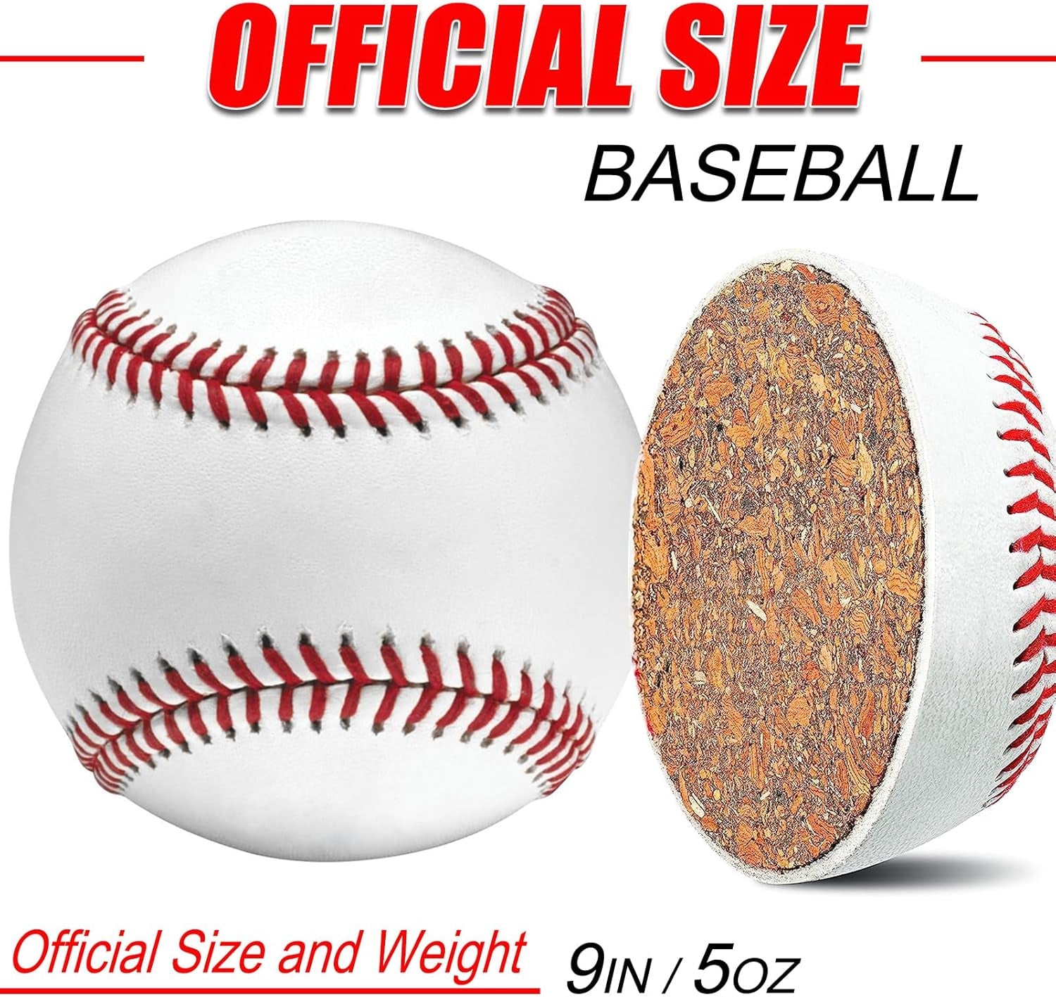 ® Baseball Ball,Official Size Baseballs,Composite High Performance Leather 9" Baseball Great for Youth and Adult Recreational Use Practice
